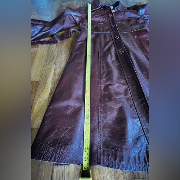 Vintage 70s leather Trench coat with Flannel Liner - Picture 13 of 16
